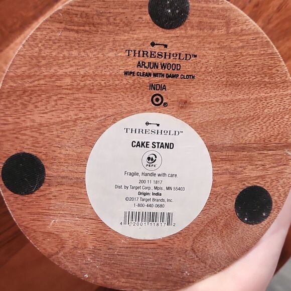 Threshold Arjun Wood Cake Stand From India - Picture 3 of 7